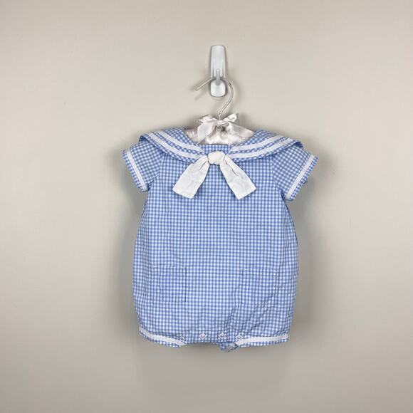 Janie and Jack Other - Janie and Jack The Gingham Sailor Baby Romper Blue Rose Gingham 0-3 Months